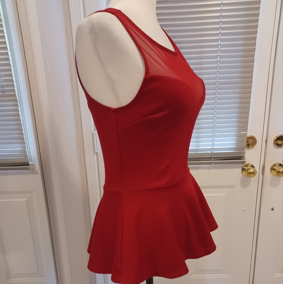 4/$80 Red Flare Sleeveless Top With Mesh - Size Medium - Picture 3 of 7